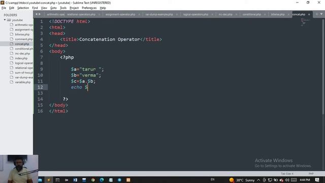 concatenation operator in php смотреть онлайн