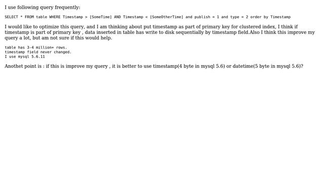Databases: Use timestamp(or datetime) as part of primary key (or part of clustered index) смотреть онлайн