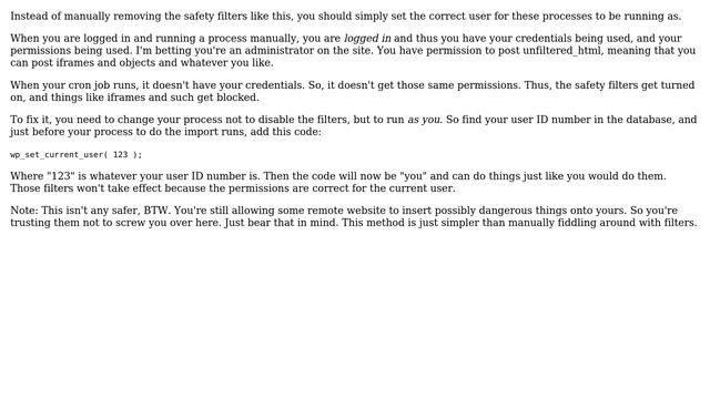 Wordpress: WP Cron doesn't save ＜iframe＞ or ＜object＞ in post body (4 Solutions!!) смотреть онлайн