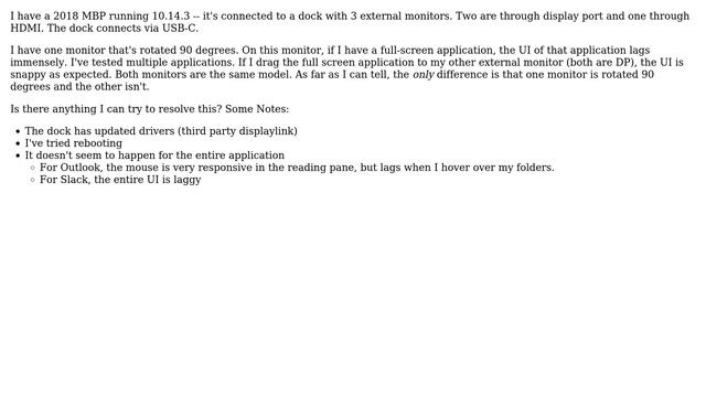 Apple: Full-screen applications on 90 degree rotated external monitor incredibly laggy смотреть онлайн