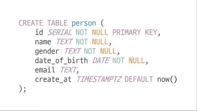 5. 타입, CREATE TABLE - GraphQL을 위한 PostgreSQL смотреть онлайн