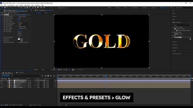 Gold Text Effect Tutorial in Adobe After Effects No Plugins смотреть онлайн