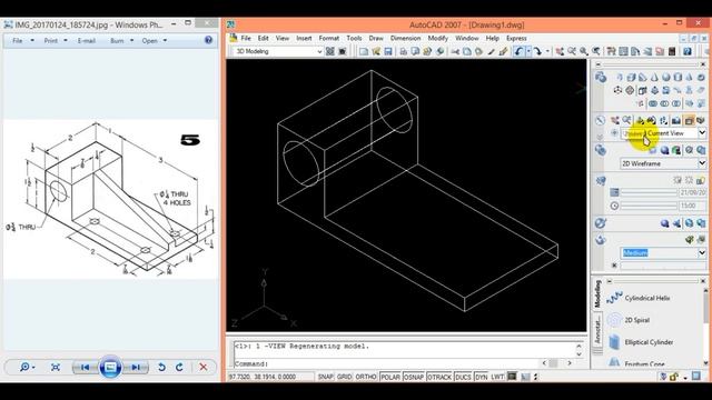 Tutorial 3D AutoCAD 2007 Basic | Ex : #5 [JAC Art Code] смотреть онлайн