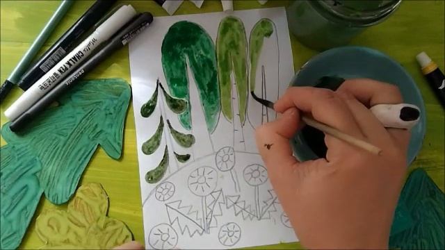 ОНЛАЙН УРОКИ. Рисунок лесной полянки. смотреть онлайн