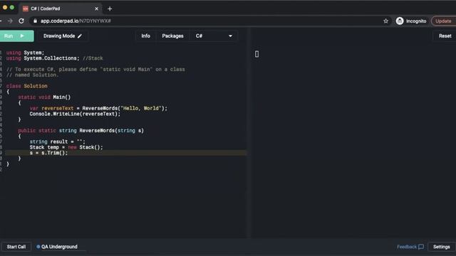 Code Interview | C# - CoderPad Questions: Reverse Words in String смотреть онлайн