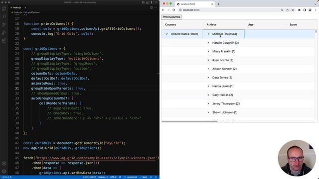 Row Grouping for JavaScript Data Grid with AG Grid смотреть онлайн