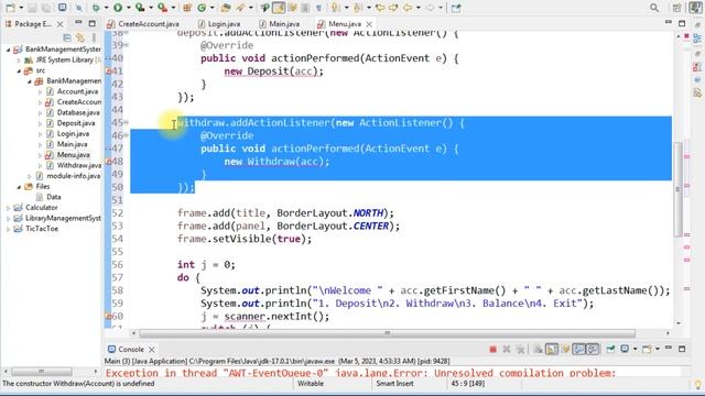 GUI for Bank Management System using Java (Part 2) смотреть онлайн