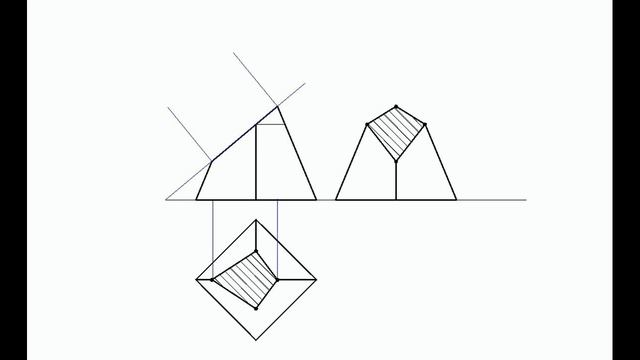 Сечение пирамиды. Изометрия. Натуральная величина сечения. смотреть онлайн