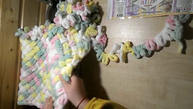 Как связать плед из пряжи Ализе паффи (Alize PUFFY). Очень миленький детский плед. смотреть онлайн