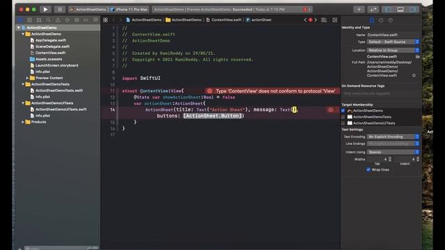 Action sheet using Swift UI смотреть онлайн