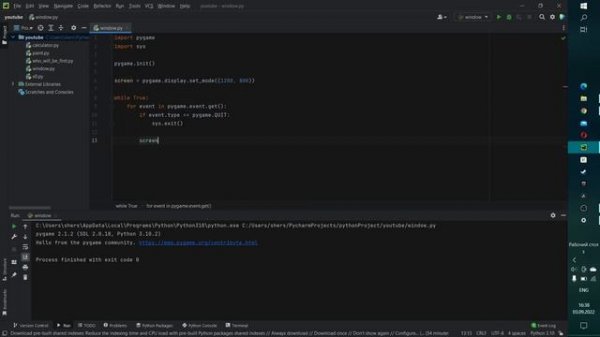 Как сделать окно Pygame. Уроки Python Pygame