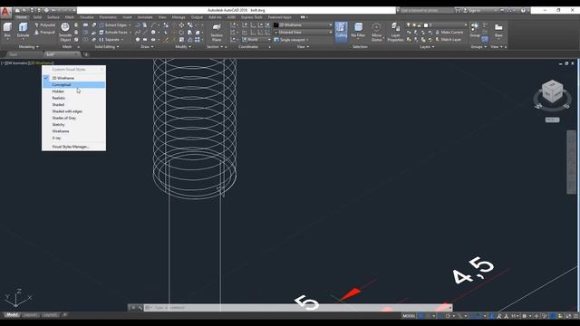 Autocad 3D, how to drawing bolt, lock bolt смотреть онлайн