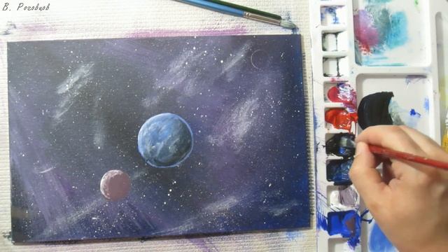 Рисуем космос акрилом. Загадка вселенной. #акрил #рисуем #acrylicpainting #VitalyRogovtsov