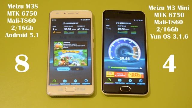 Speed Test Meizu M3S vs Meizu M3 Mini (сравнение скорости работы) смотреть онлайн