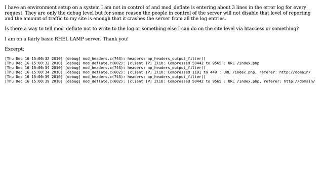 DevOps & SysAdmins: How to stop mod_deflate from logging to my php error log? смотреть онлайн