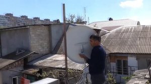 установка спутниковой тарелки под три ТВ
