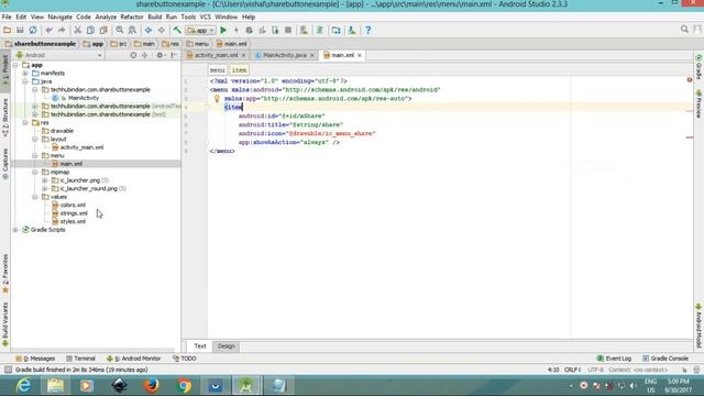Adding share menu item in Android action bar | how to create share in actionbar in android studio смотреть онлайн