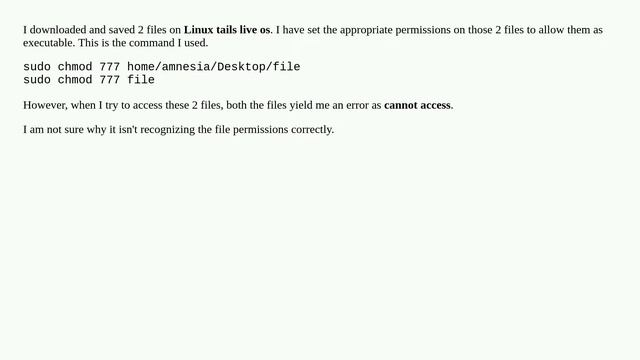 chmod: cannot access 'file' : No such file or directory error when the file exists смотреть онлайн