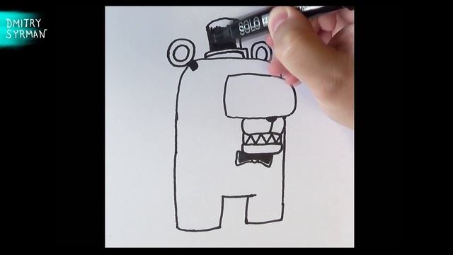 Как нарисовать Амонг Ас Кошмарного Фредди ФнаФ, How to draw Among Us Nightmare Freddy FnaF смотреть онлайн