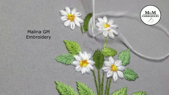 Hand Embroidery: Daisy flower ? Very easy stitches * top embroidery смотреть онлайн
