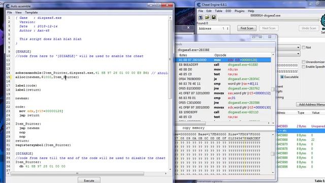 [Disgaea 5 - Complete] Make item pointer with AOB script - Cheat Engine смотреть онлайн