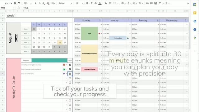 The Ultimate Editable Planner - Monthly Calendar, Weekly Planner & Daily Schedule | Google Sheets смотреть онлайн