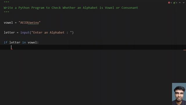 Write a Python Program to Check Whether an Alphabet is Vowel or Consonant смотреть онлайн