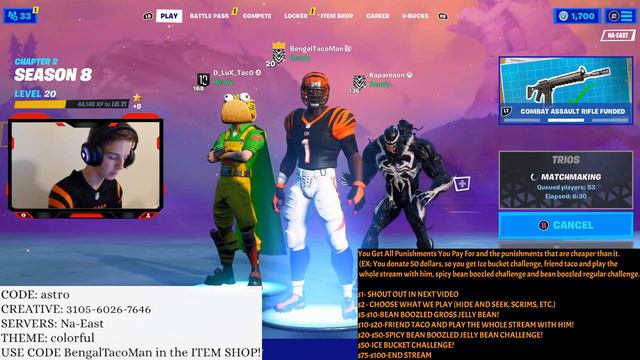 Fortnite Fashion Show Live! CUSTOM Matchmaking! DONATE=CHALLENGE! смотреть онлайн
