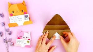 Оригами КОТИК с открыткой из бумаги | DIY Подарок на 8 марта маме | Origami cat with postcard