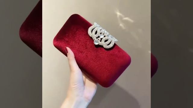 Modest / Simple Burgundy Velour Clutch Bags 2020 Metal Rhinestone смотреть онлайн
