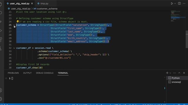 Snowpark - User Stage CSV File To Data Frame | Snowpark Python Tutorial With Example смотреть онлайн