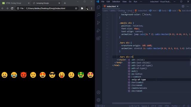 Animated emoji tutorial in HTML and CSS. Programming project for beginners. смотреть онлайн