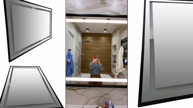 FK249 Прямоугольное зеркало в черной раме с фронтальной подсветкой смотреть онлайн