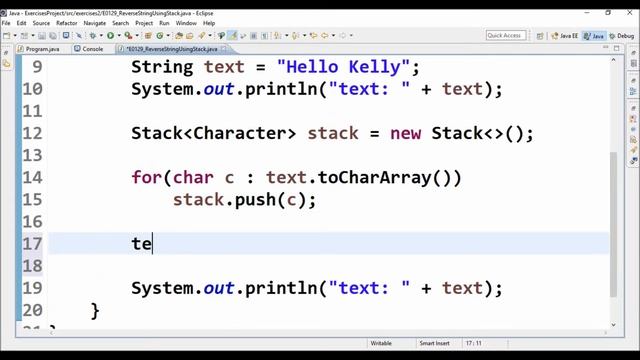 reverse string with stack in java смотреть онлайн