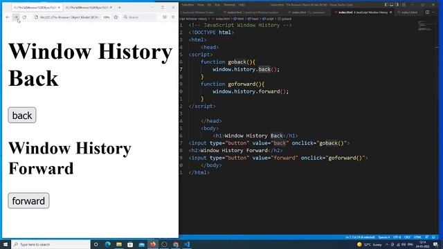 JavaScript Window History | Window History Back смотреть онлайн