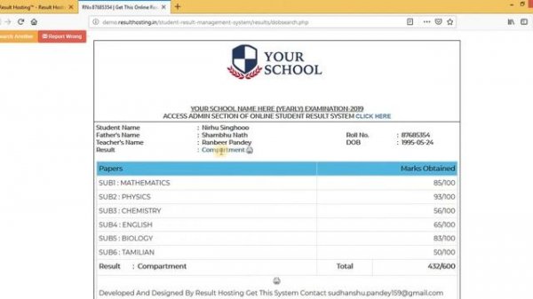 Student Exam Result System in PHP/MYSQL For School Coaching University  | Whatsapp +91 8808498469