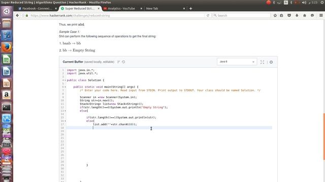 Super Reduced string java challenge hackerRank using a stack смотреть онлайн