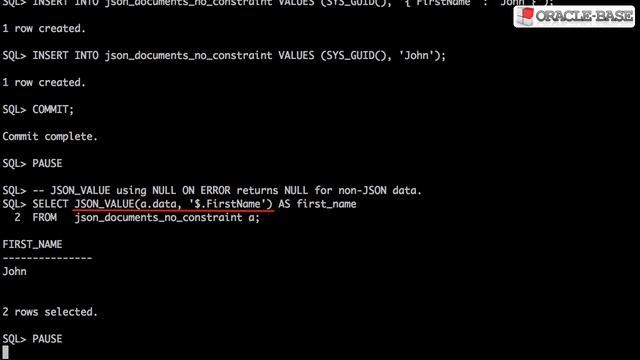 JSON Support in Oracle Database 12c смотреть онлайн