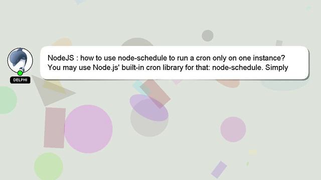 NodeJS : how to use node-schedule to run a cron only on one instance? смотреть онлайн