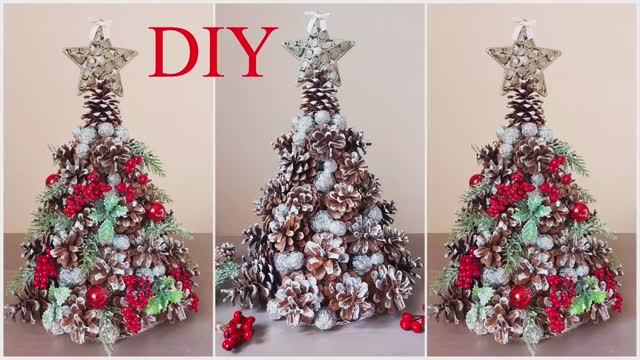 НОВОГОДНИЕ ПОДЕЛКИ из природных материалов. ЁЛКА из ШИШЕК смотреть онлайн