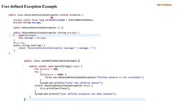 Java Exceptions | Session4 | UserDefined Exception With example смотреть онлайн