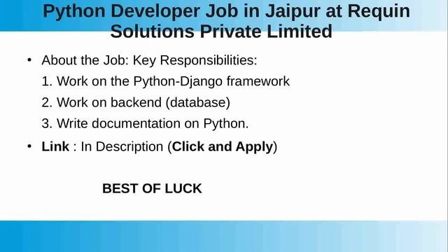Python Developer Job in Jaipur. Apply by 8 June 2022. смотреть онлайн