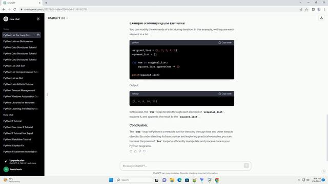 python list for loop example смотреть онлайн