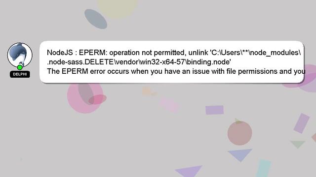 NodeJS : EPERM: operation not permitted, unlink 'C:\Users\**\node_modules\.node-sass.DELETE\vendor\ смотреть онлайн