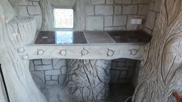беседка ,зона барбекю из цемента ,оформление гаража декоративная штукатурка. мастер Александр. смотреть онлайн