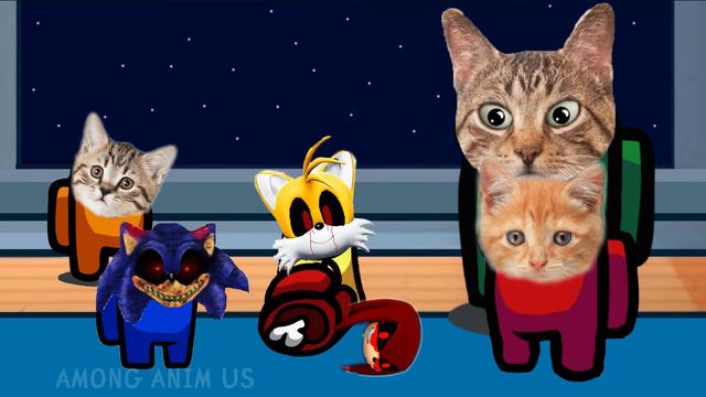 (Sonic.EXE and Crew Baby Cats) Among Us distraction dance animation | meme смотреть онлайн
