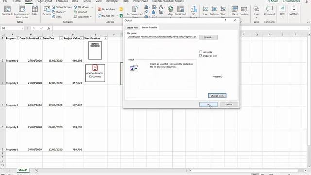 How to EMBED / INSERT / LINK a PDF File in an Excel Cell смотреть онлайн