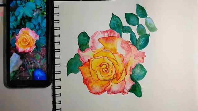 Explore collection of floral drawing tutorials--Pinkish yellow rose watercolor@ Art nerve смотреть онлайн