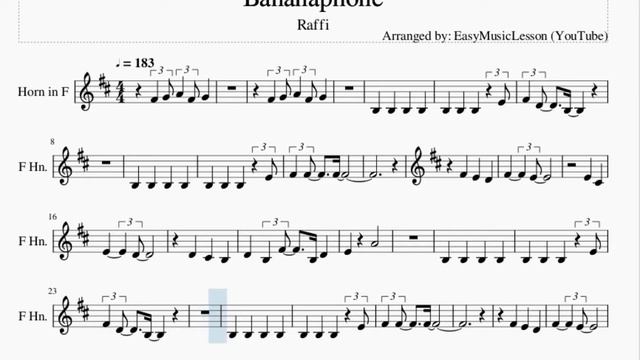 Horn Sheet Music: How to play Bananaphone by Raffi смотреть онлайн