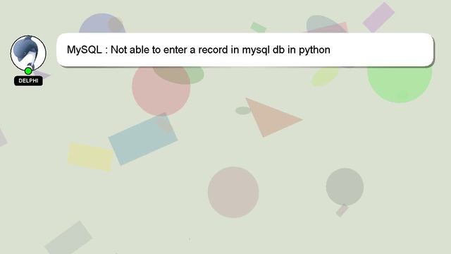 MySQL : Not able to enter a record in mysql db in python смотреть онлайн